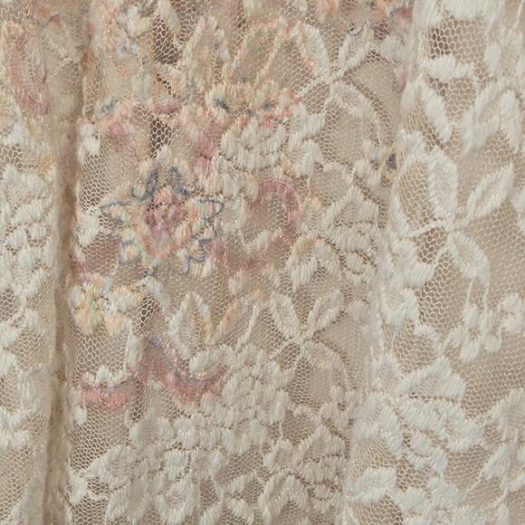 Cal Style Tunic DRESS Lace Paisley Ivory Lined Bling Y2K Boho Romantic Fairy MED - Picture 4 of 8